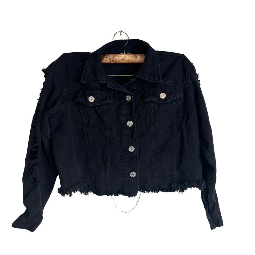 Thrill black denim jacket with chain size M